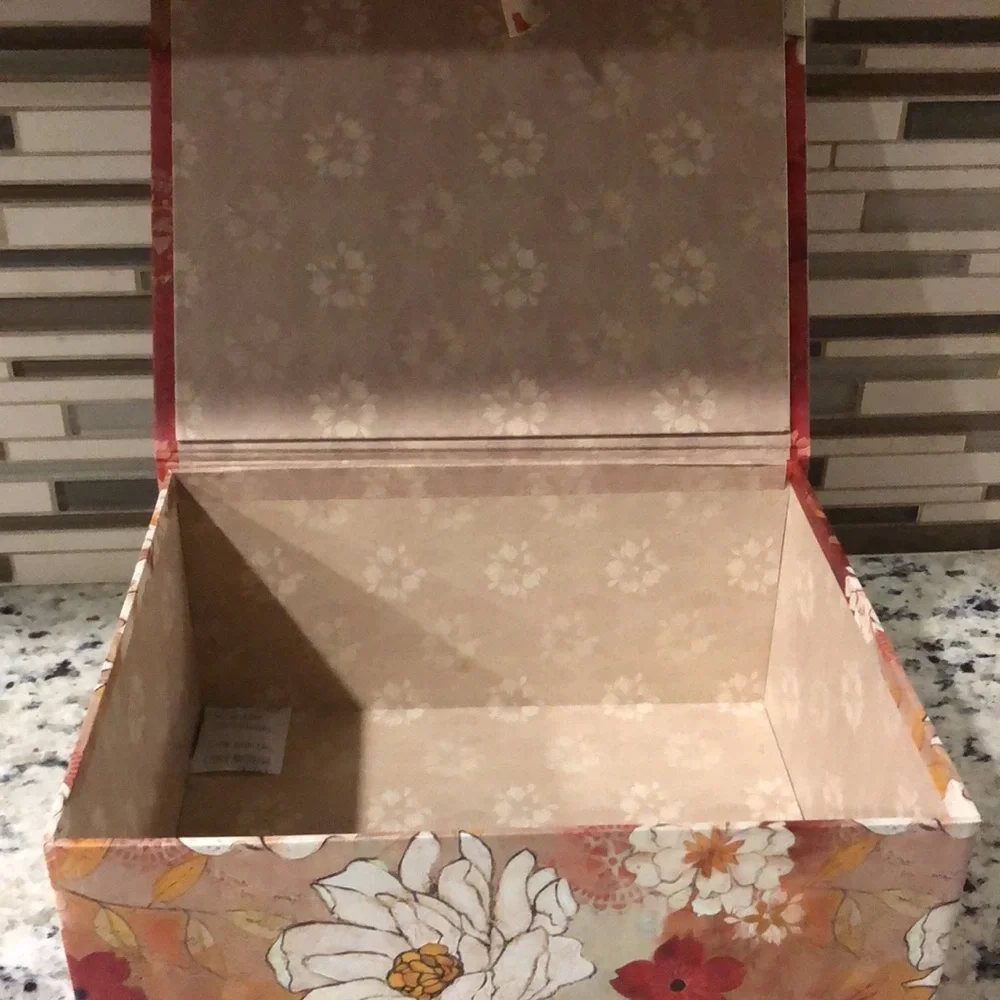 Beautiful Floral Orange Red White Decorative Storage Home Decor Gift Box Keepsak